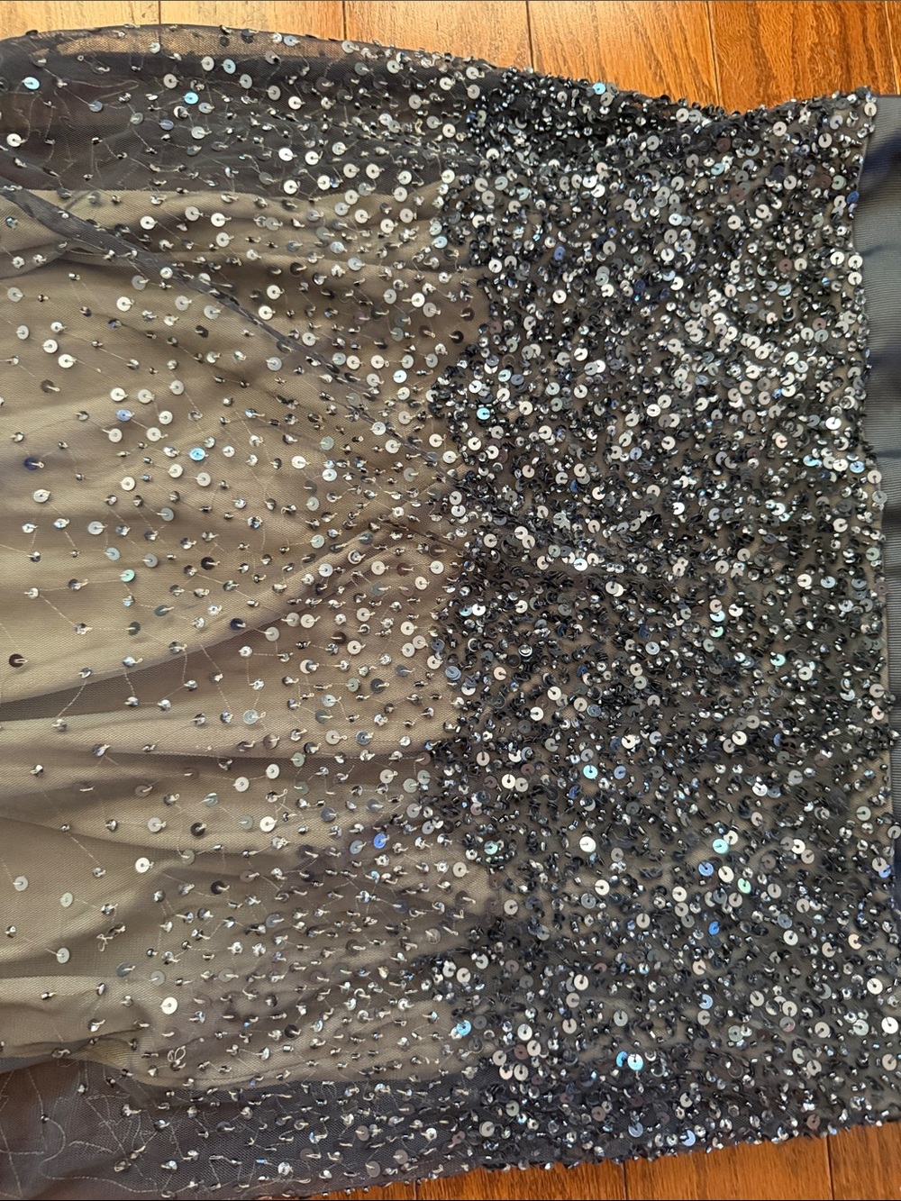Adrianna Papell beaded mermaid mesh gown in graphite and taupe - Picture 14 of 15